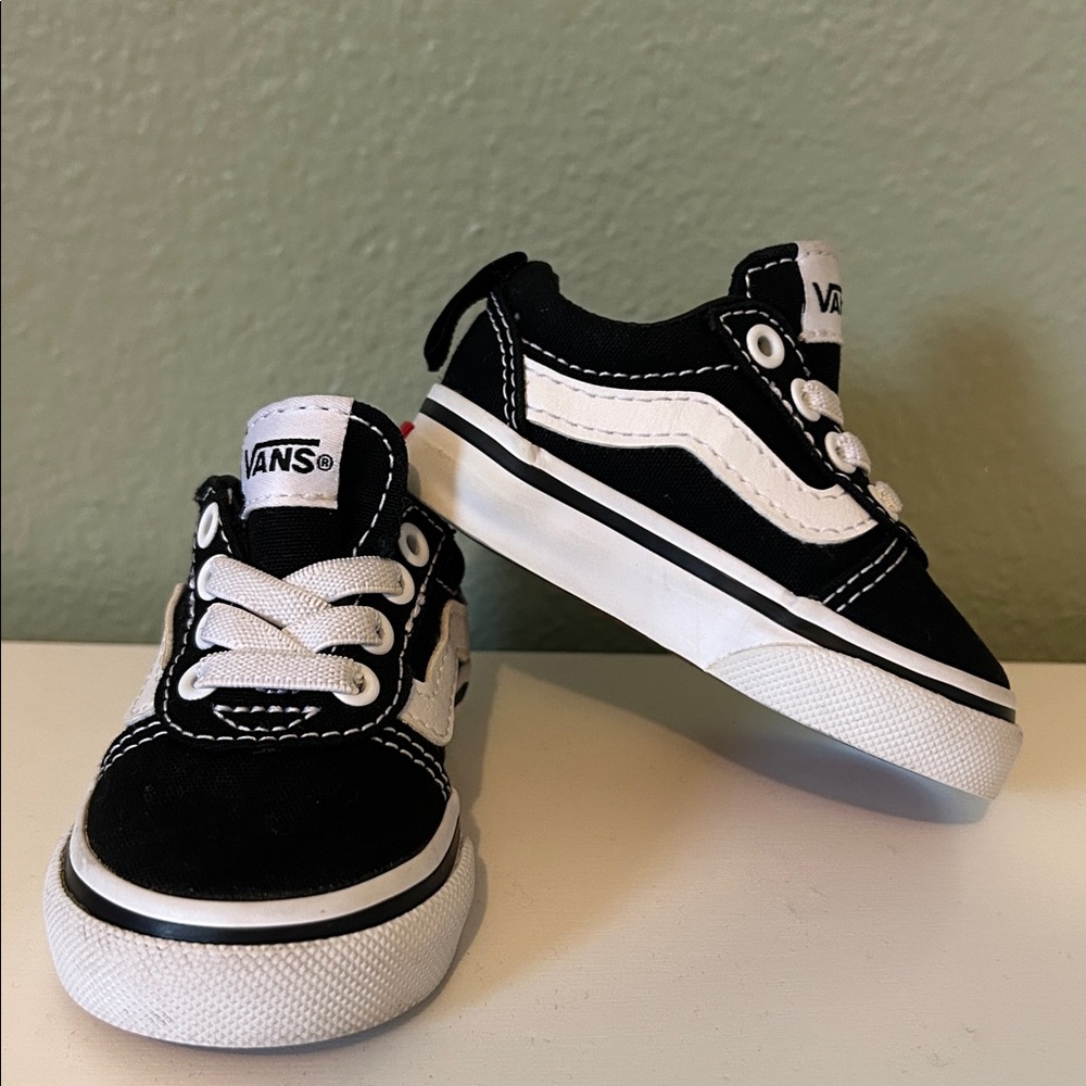 Vans Kids Classic Black and White Sneakers